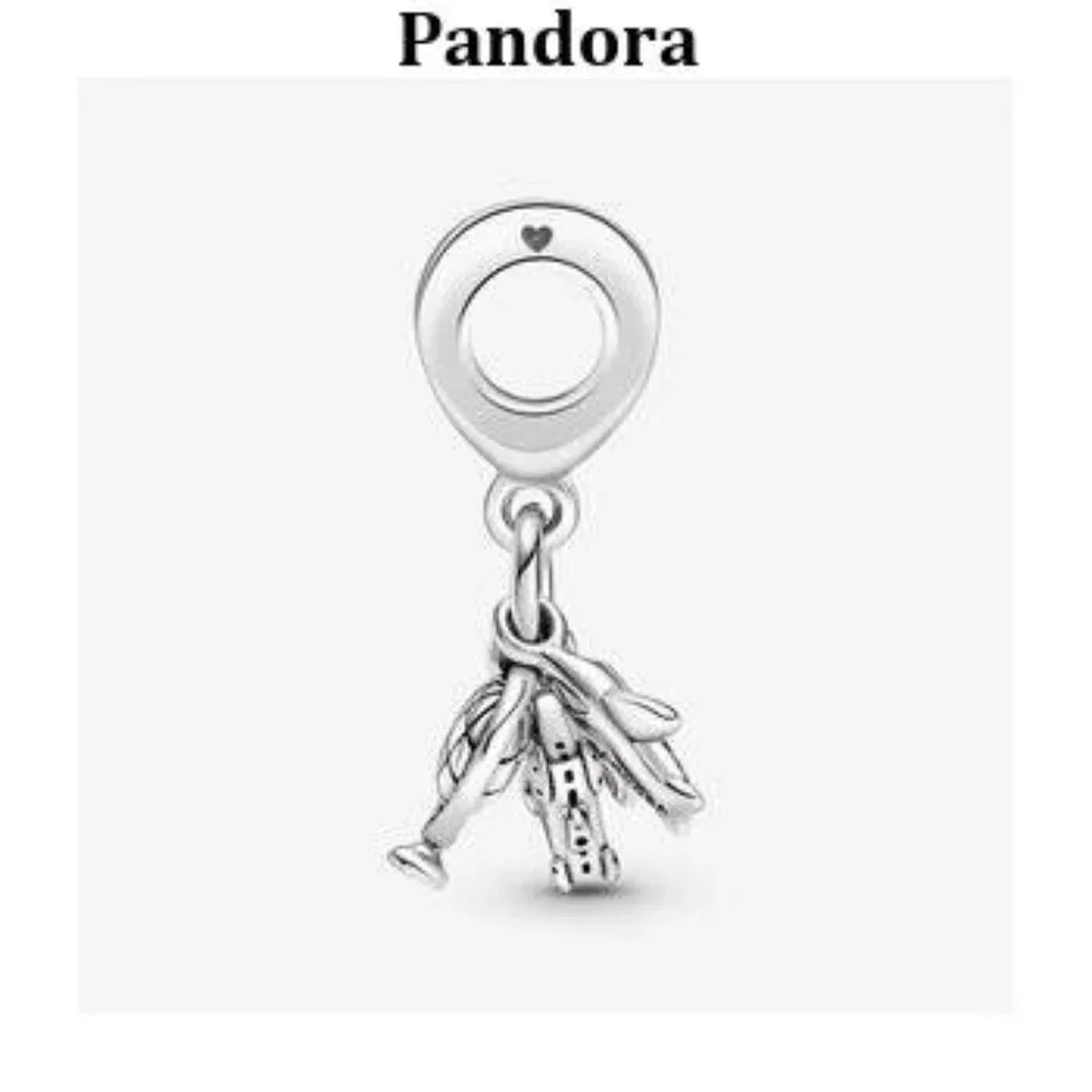 Pandora Silver and Pink Travel Charm Bracelet
